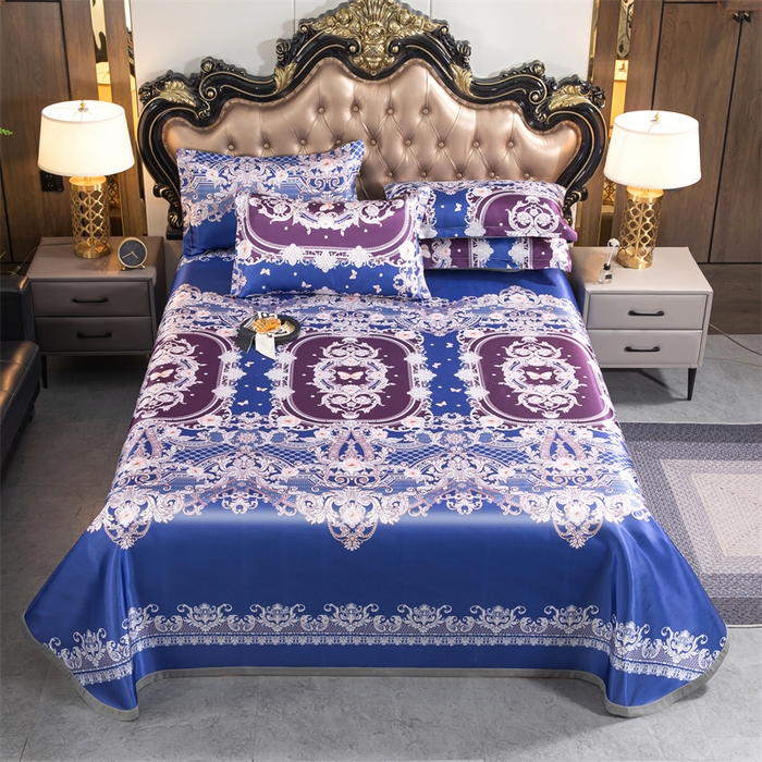 91家纺网 家纺一手货源 找家纺 梵克保罗 2024新款印花冰丝凉席套件-系列一 欧式风情