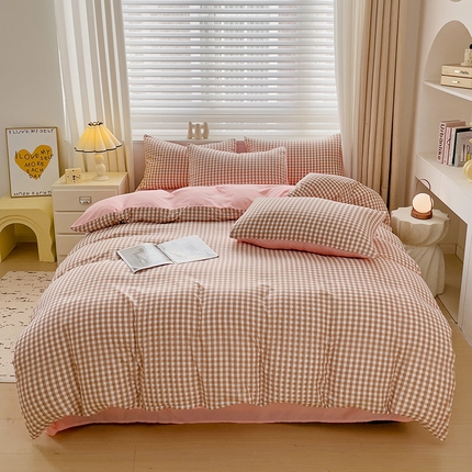 91家纺网 家纺一手货源 找家纺 楠沐家纺 2025新款亲肤柔软水洗棉磨毛四件套 玉小格