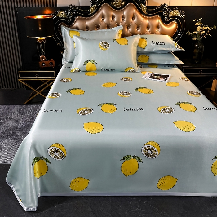 91家纺网 家纺一手货源 找家纺 梵克保罗 2024新款印花冰丝凉席套件-系列一 柠檬