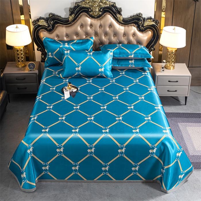 91家纺网 家纺一手货源 找家纺 梵克保罗 2024新款印花冰丝凉席套件-系列一 马到成功