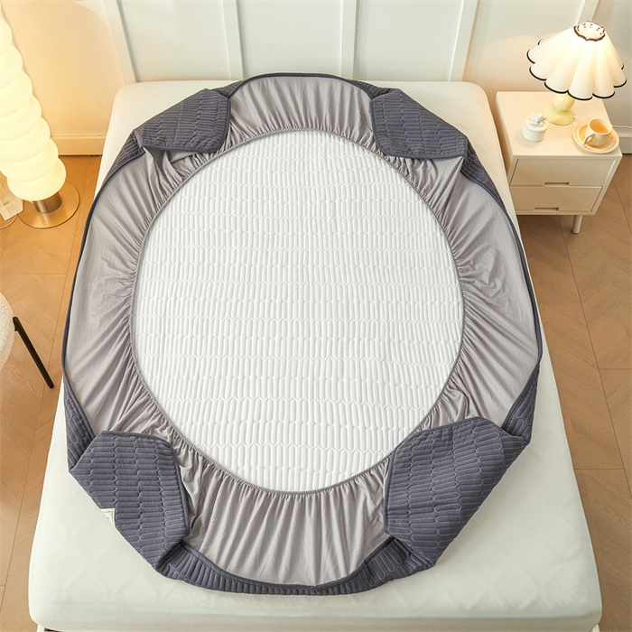 91家纺网 家纺一手货源 找家纺 3C 2024新款A类全棉水洗棉大豆夹棉床笠-网忆 网忆-星空灰