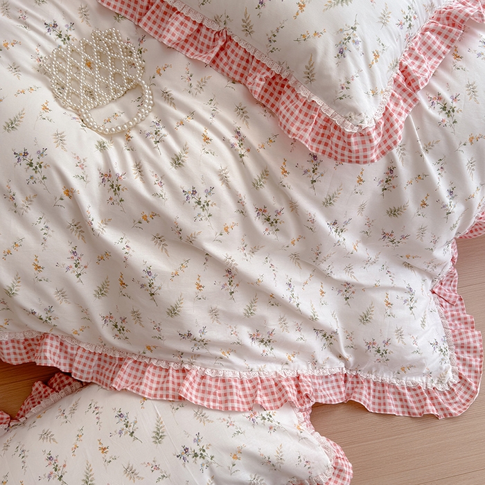 91家纺网 家纺一手货源 找家纺 沐棉 2024新款韩式公主风全棉花边四件套 含香