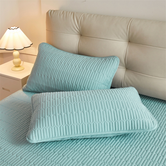 91家纺网 家纺一手货源 找家纺 3C 2024新款A类全棉水洗棉大豆夹棉床笠-初忆 初忆-湖水绿