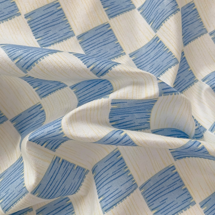 91家纺网 家纺一手货源 找家纺 楠沐家纺 2025新款亲肤柔软水洗棉磨毛四件套 棋盘格蓝