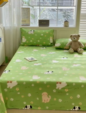 91家纺网 家纺一手货源 找家纺 吉象家纺 2024新款老粗布三件套-床单款 狗狗乐园