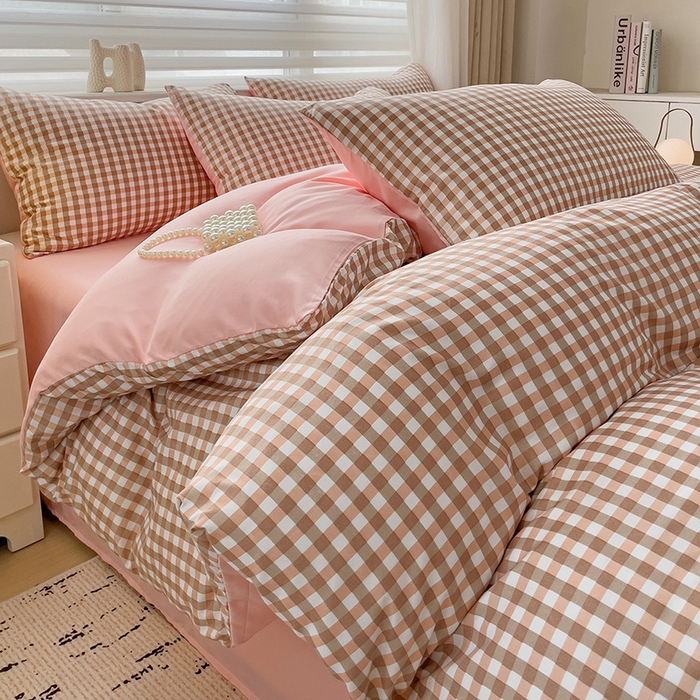 91家纺网 家纺一手货源 找家纺 楠沐家纺 2025新款亲肤柔软水洗棉磨毛四件套 玉小格