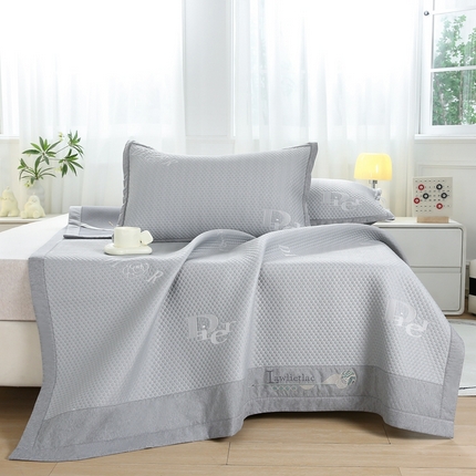 青雅 2025新款凉感因子凉豆豆凉席 字母-灰