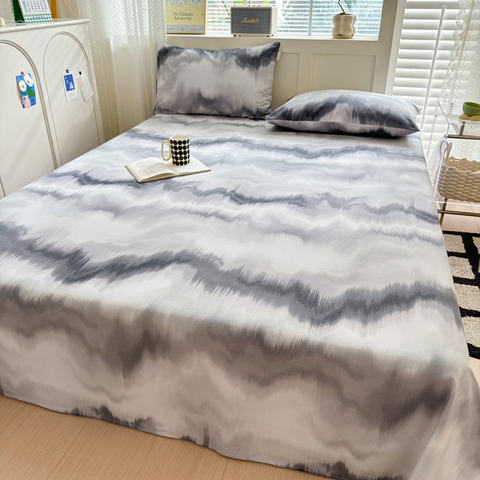 91家纺网 家纺一手货源 找家纺 吉象家纺 2024新款老粗布三件套-床单款 水墨画