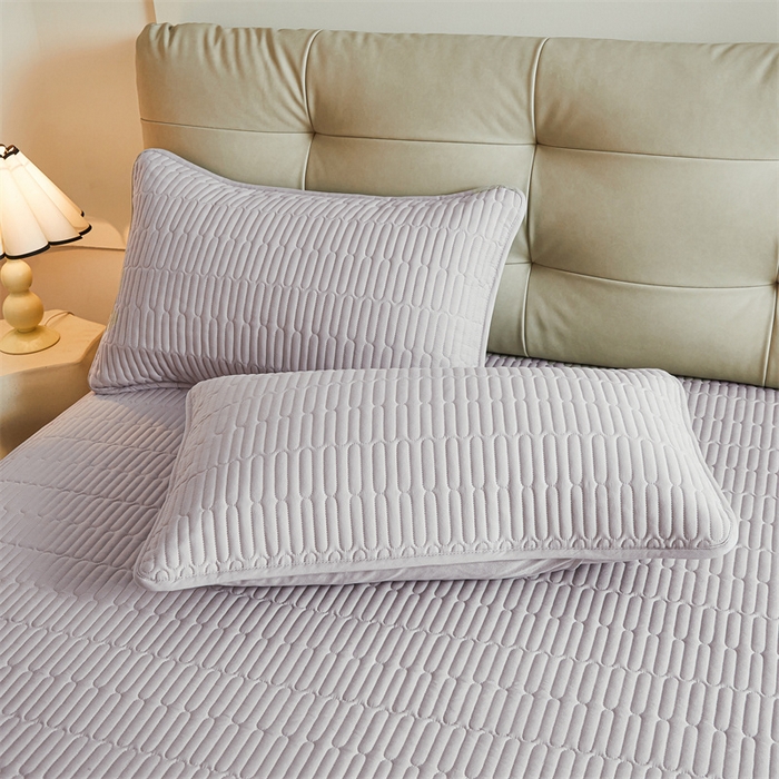 91家纺网 家纺一手货源 找家纺 3C 2024新款A类全棉水洗棉大豆夹棉床笠-初忆 初忆-香芋紫