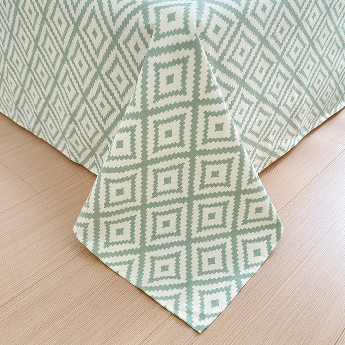 91家纺网 家纺一手货源 找家纺 吉象家纺 2024新款老粗布三件套-床单款 品格绿