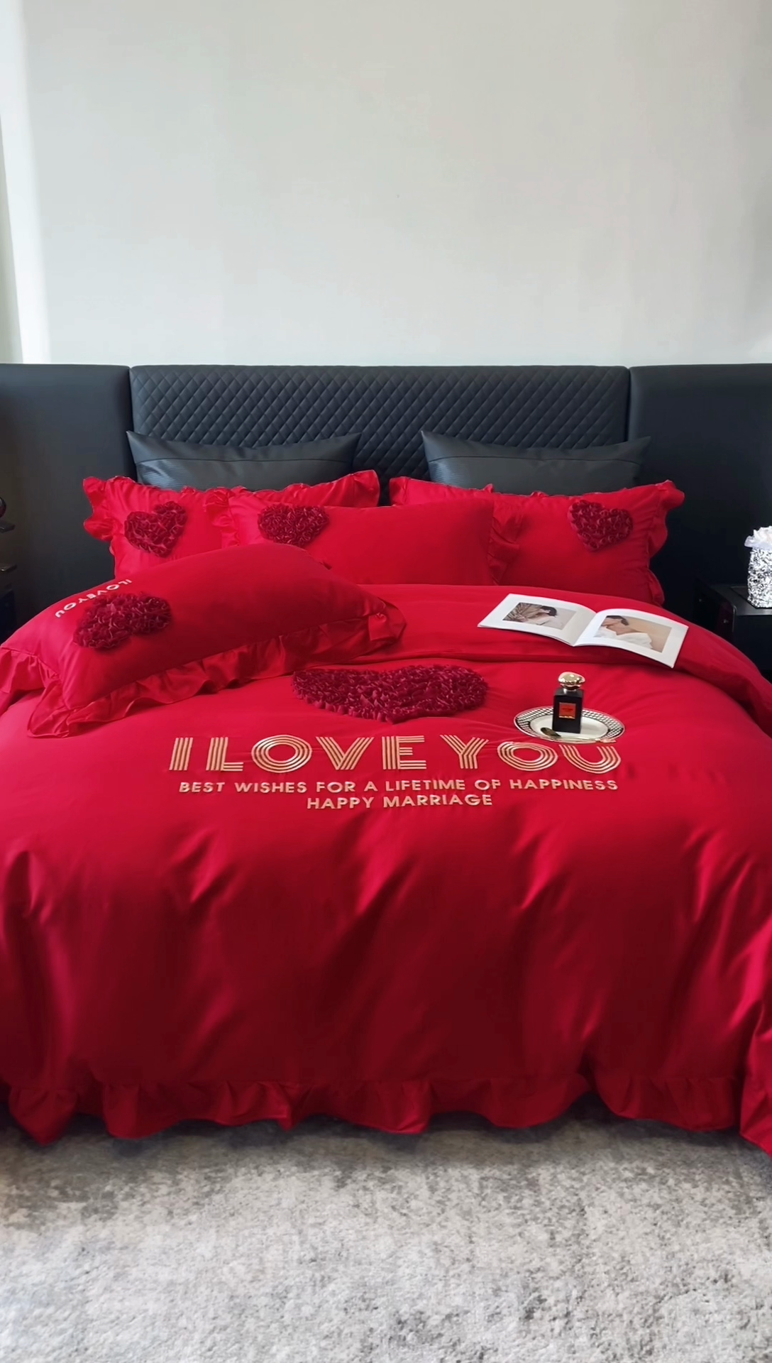 91家纺网 家纺一手货源 找家纺 （总）优悦_新款磨毛婚庆3D立体绣花四件套