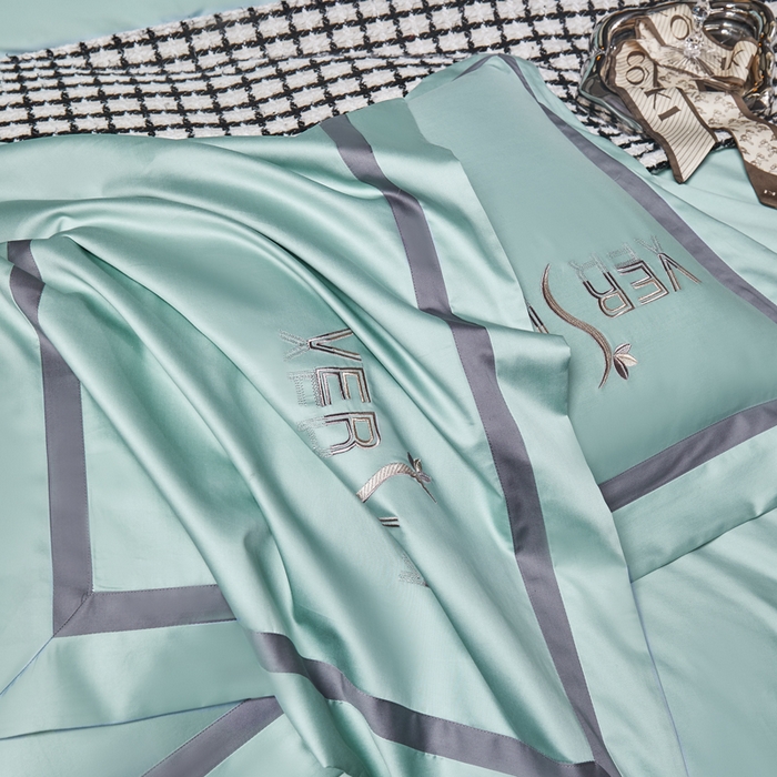 91家纺网 家纺一手货源 找家纺 琉宿2025新款50s双股长绒棉四件套-索菲亚 索菲亚-海宽蓝