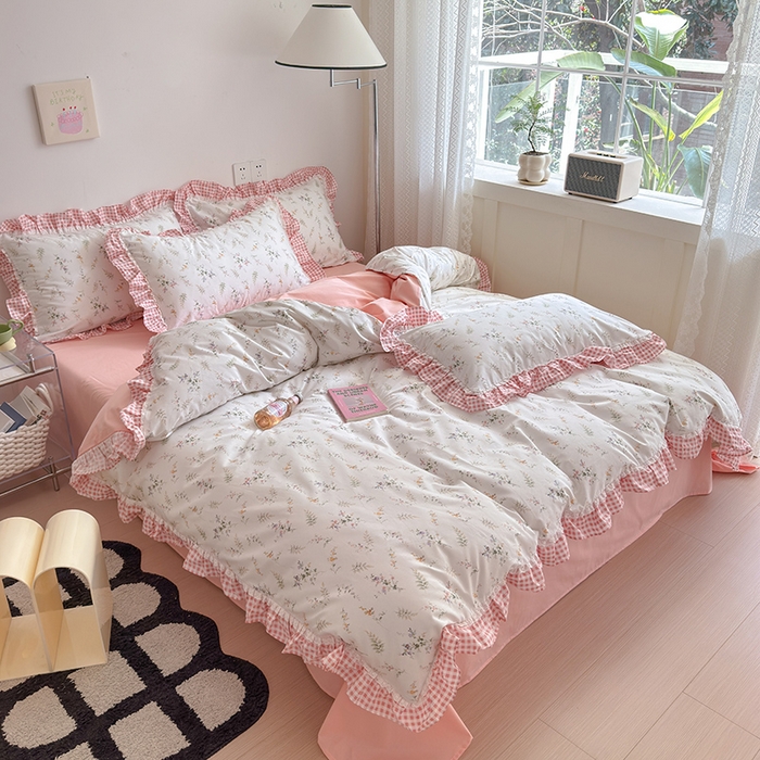 91家纺网 家纺一手货源 找家纺 （总）沐棉 2024新款韩式公主风全棉花边四件套