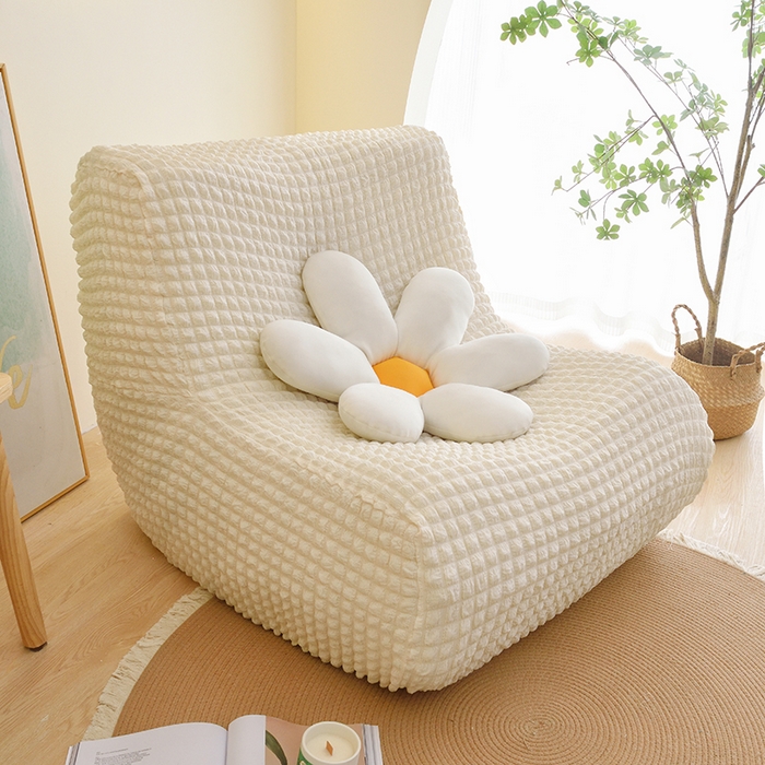 91家纺网 家纺一手货源 找家纺 启博家纺 2024新款简约舒适泡泡纱系列-毛毛虫懒人沙发套 米白