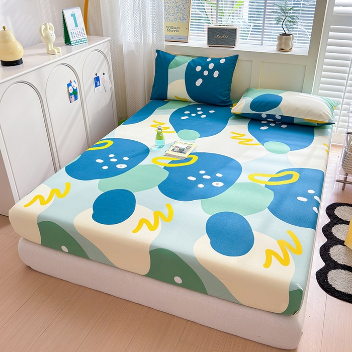 91家纺网 家纺一手货源 找家纺 吉象家纺 2024新款老粗布三件套-床笠款 悉尼绿