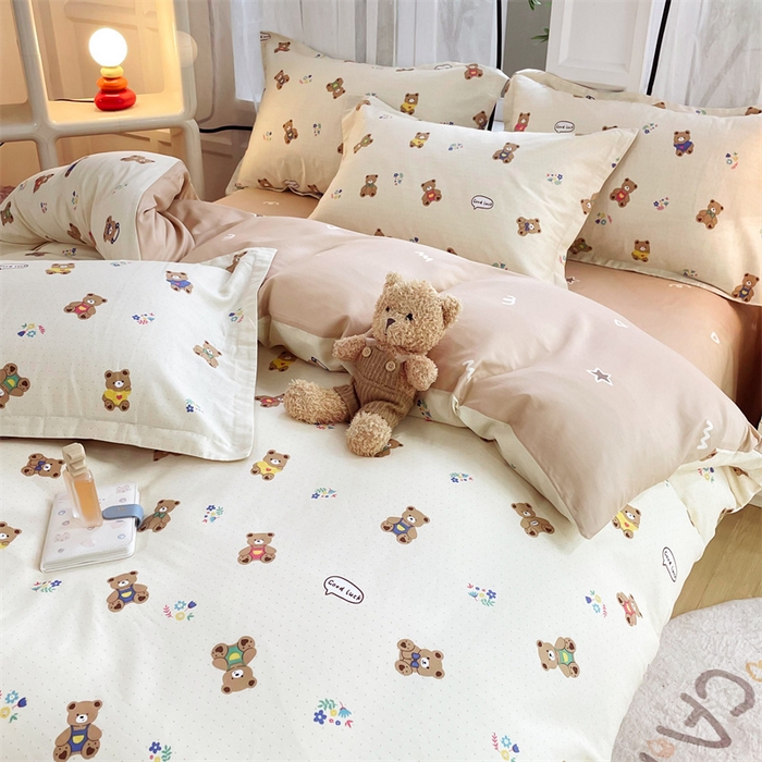 91家纺网 家纺一手货源 找家纺 铭博家纺 2024新款全棉印花四件套 小熊宝宝