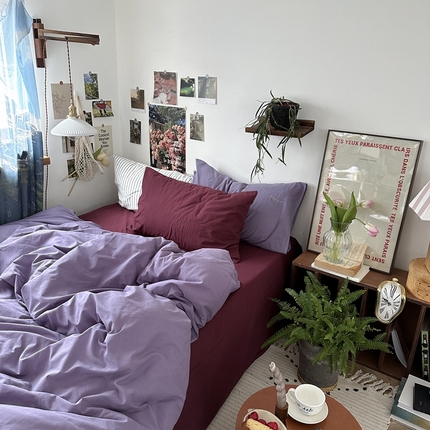 91家纺网 家纺一手货源 找家纺 （总）恋恋三季 2024新款全棉水洗棉混搭风--莓苺恋紫第一组