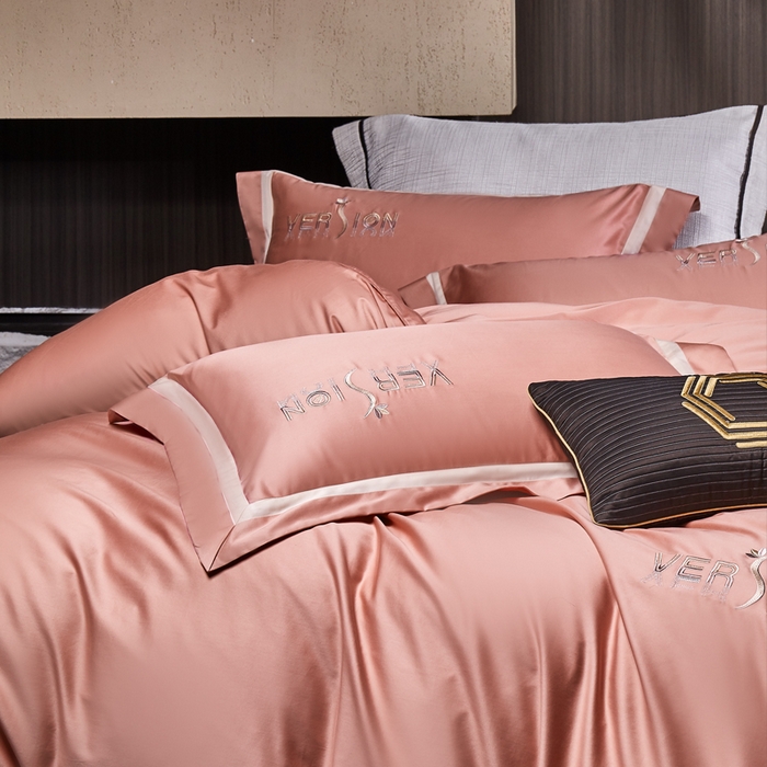 91家纺网 家纺一手货源 找家纺 琉宿2025新款50s双股长绒棉四件套-索菲亚 索菲亚-胭脂红