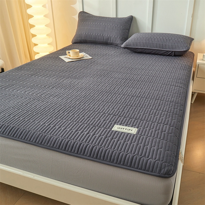 91家纺网 家纺一手货源 找家纺 3C 2024新款A类全棉水洗棉大豆夹棉床笠-网忆 网忆-星空灰