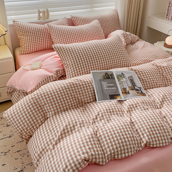 91家纺网 家纺一手货源 找家纺 楠沐家纺 2025新款亲肤柔软水洗棉磨毛四件套 玉小格