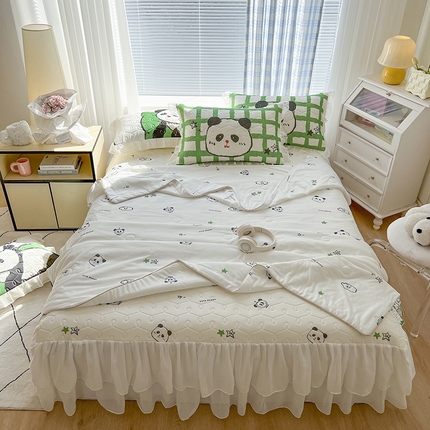 91家纺网 家纺一手货源 找家纺 （总）网红馆  2025新款卡通冰丝加厚乳胶凉席床裙款