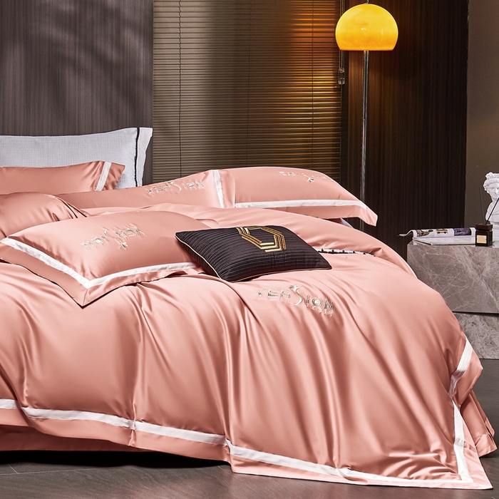 91家纺网 家纺一手货源 找家纺 琉宿2025新款50s双股长绒棉四件套-索菲亚 索菲亚-胭脂红