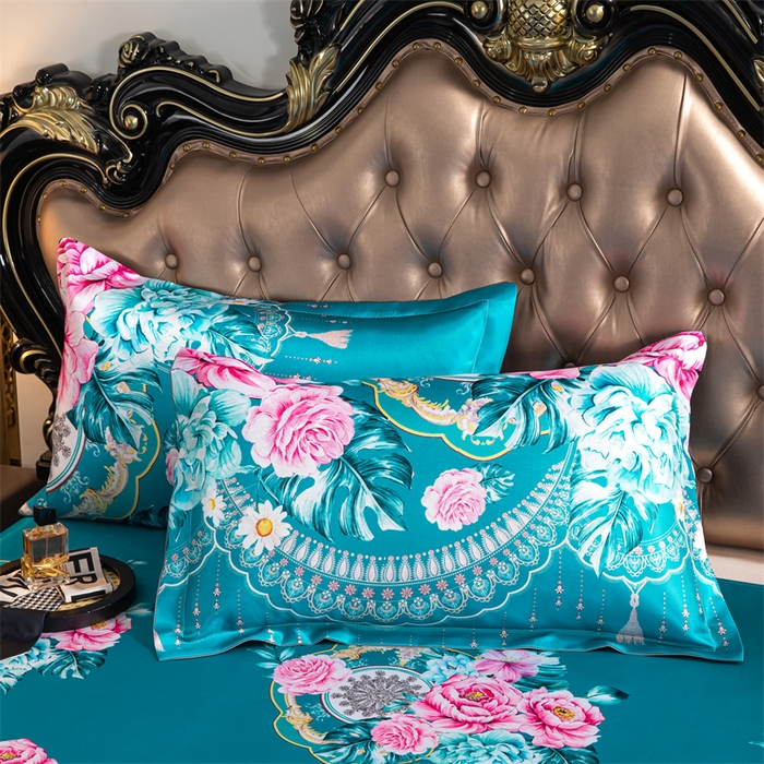 91家纺网 家纺一手货源 找家纺 梵克保罗 2024新款印花冰丝凉席套件-系列一 雍容华贵