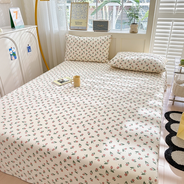 91家纺网 家纺一手货源 找家纺 吉象家纺 2024新款老粗布三件套-床单款 朵朵郁金香