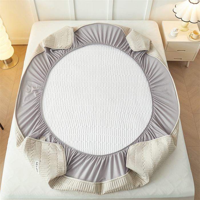 91家纺网 家纺一手货源 找家纺 3C 2024新款A类全棉水洗棉大豆夹棉床笠-网忆 网忆-烟雾灰