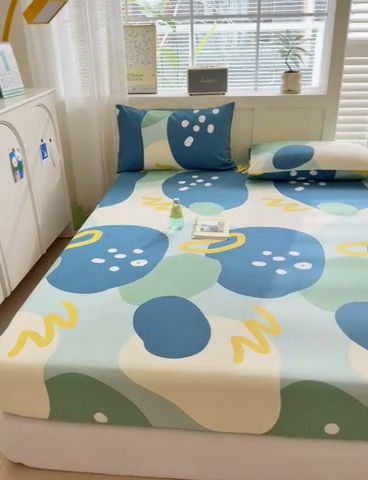 91家纺网 家纺一手货源 找家纺 吉象家纺 2024新款老粗布三件套-床笠款 悉尼绿