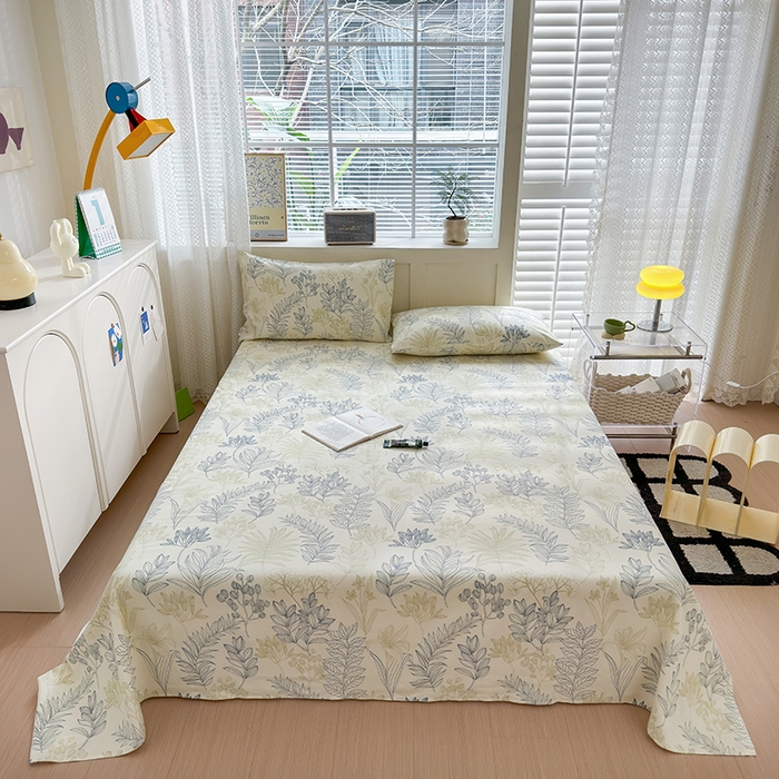 91家纺网 家纺一手货源 找家纺 吉象家纺 2024新款老粗布三件套-床单款 仙草