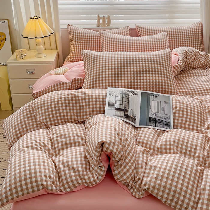 91家纺网 家纺一手货源 找家纺 楠沐家纺 2025新款亲肤柔软水洗棉磨毛四件套 玉小格