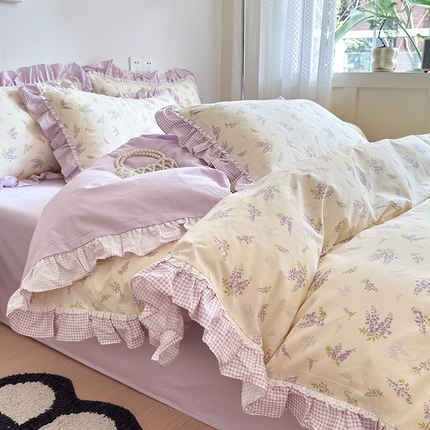 91家纺网 家纺一手货源 找家纺 （总）沐棉 2024新款韩式公主风全棉花边四件套
