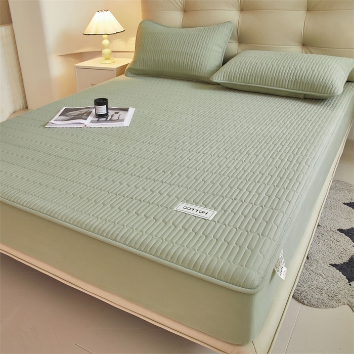 91家纺网 家纺一手货源 找家纺 3C 2024新款A类全棉水洗棉大豆夹棉床笠-初忆 初忆-抹茶绿