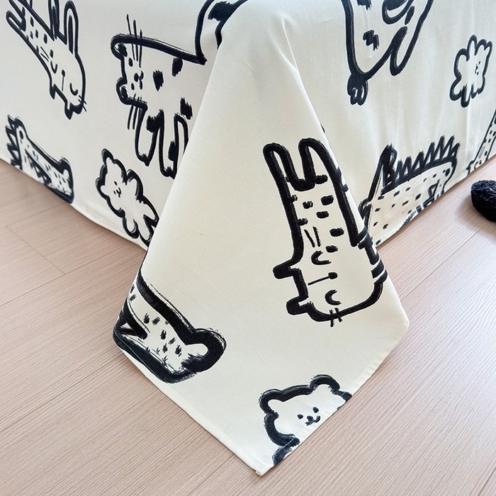 91家纺网 家纺一手货源 找家纺 吉象家纺 2024新款老粗布三件套-床单款 漫画家