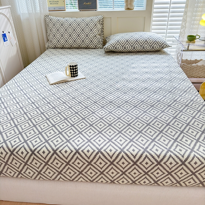 91家纺网 家纺一手货源 找家纺 吉象家纺 2024新款老粗布三件套-床笠款 品格灰