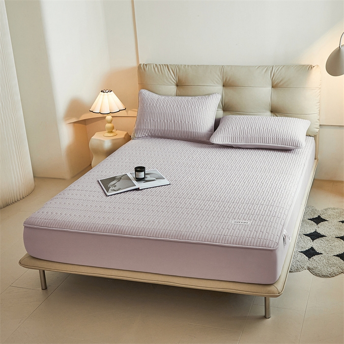 91家纺网 家纺一手货源 找家纺 3C 2024新款A类全棉水洗棉大豆夹棉床笠-初忆 初忆-香芋紫