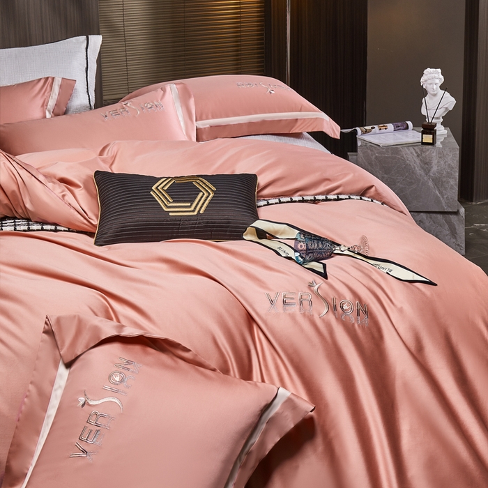 91家纺网 家纺一手货源 找家纺 琉宿2025新款50s双股长绒棉四件套-索菲亚 索菲亚-胭脂红