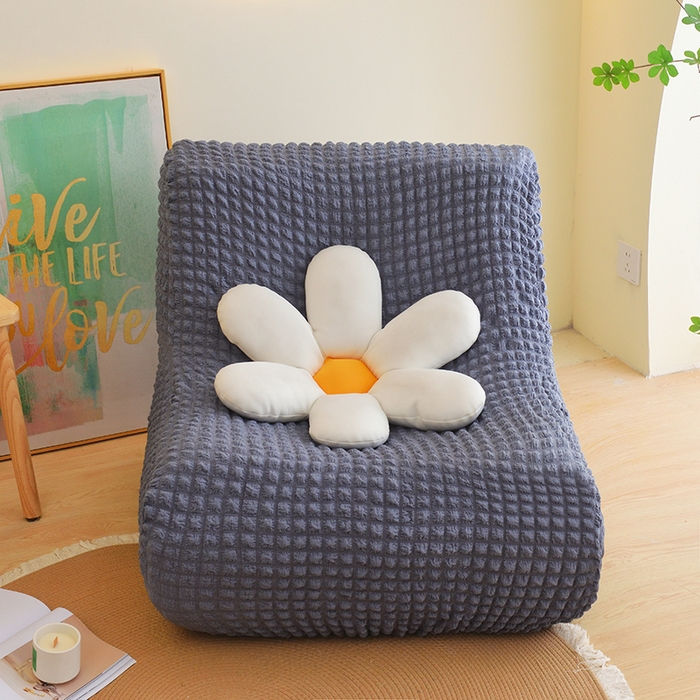 91家纺网 家纺一手货源 找家纺 启博家纺 2024新款简约舒适泡泡纱系列-毛毛虫懒人沙发套 灰蓝