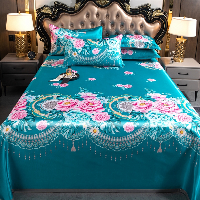 91家纺网 家纺一手货源 找家纺 梵克保罗 2024新款印花冰丝凉席套件-系列一 雍容华贵