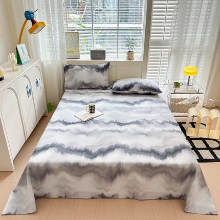 91家纺网 家纺一手货源 找家纺 吉象家纺 2024新款老粗布三件套-床单款 水墨画