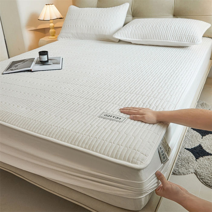 91家纺网 家纺一手货源 找家纺 3C 2024新款A类全棉水洗棉大豆夹棉床笠-初忆 初忆-云朵白