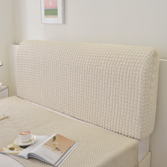 91家纺网 家纺一手货源 找家纺 启博家纺 2024新款简约舒适泡泡纱系列-床头罩 米白