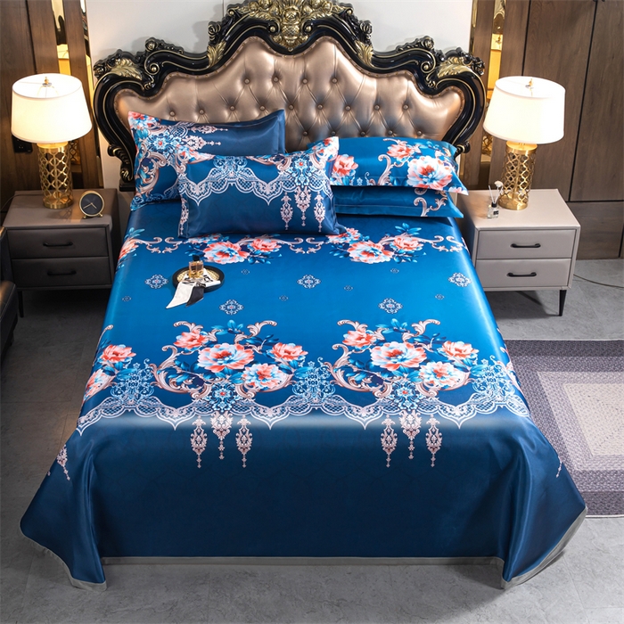 91家纺网 家纺一手货源 找家纺 梵克保罗 2024新款印花冰丝凉席套件-系列一 曼妙花语