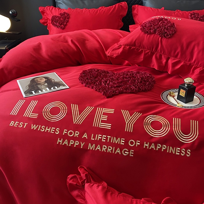 91家纺网 家纺一手货源 找家纺 （总）优悦_新款磨毛婚庆3D立体绣花四件套