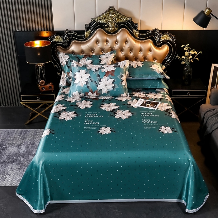 91家纺网 家纺一手货源 找家纺 梵克保罗 2024新款印花冰丝凉席套件-系列一 秋风落叶