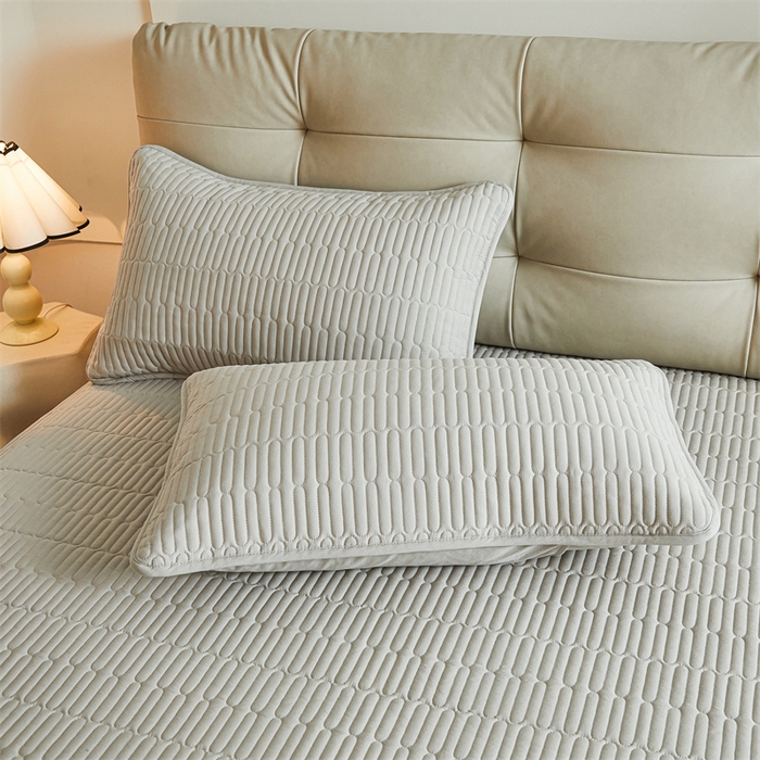 91家纺网 家纺一手货源 找家纺 3C 2024新款A类全棉水洗棉大豆夹棉床笠-初忆 初忆-烟雾灰