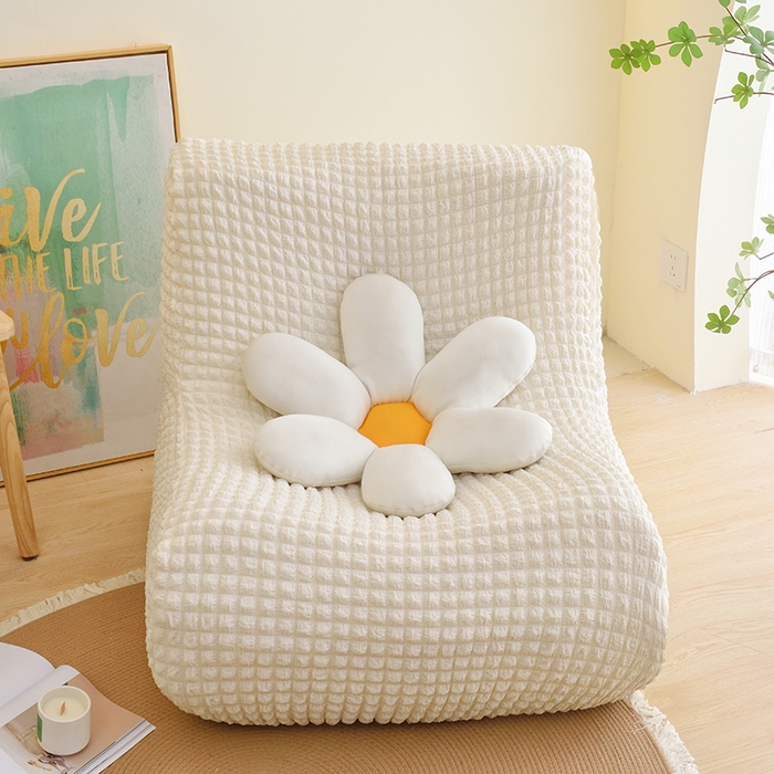 91家纺网 家纺一手货源 找家纺 启博家纺 2024新款简约舒适泡泡纱系列-毛毛虫懒人沙发套 米白