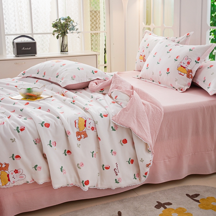 91家纺网 家纺一手货源 找家纺 （总）帕芬鸟家纺 2025新款有氧泡泡棉夏被四件套