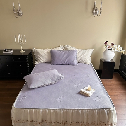 91家纺网 家纺一手货源 找家纺 FORTWO 2024新款花边床裙凉席 蝶恋花-香芋紫